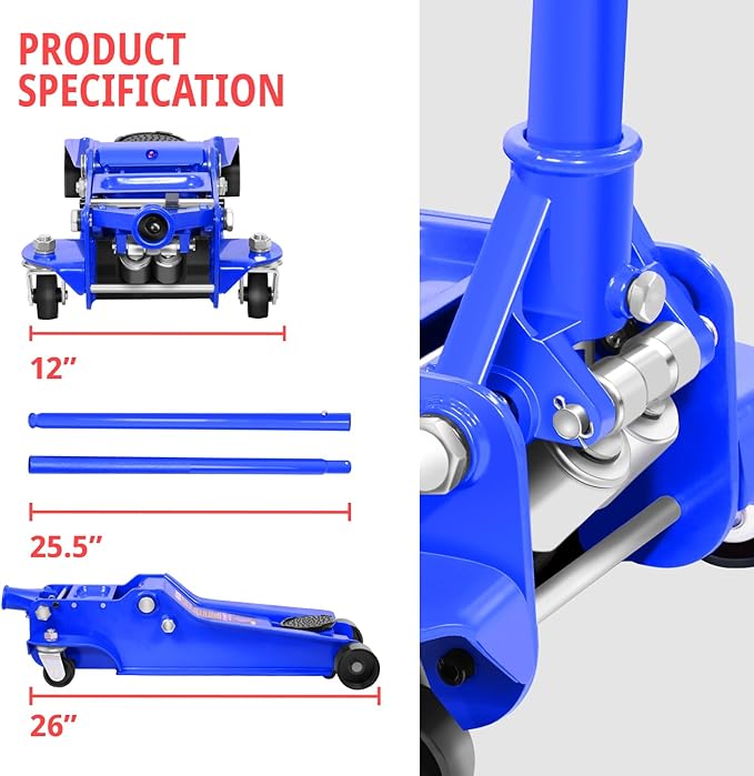 DNA MOTORING Low Profile Hydraulic Trolley Service/Floor Jack, 4 Ton Capacity - Image 5