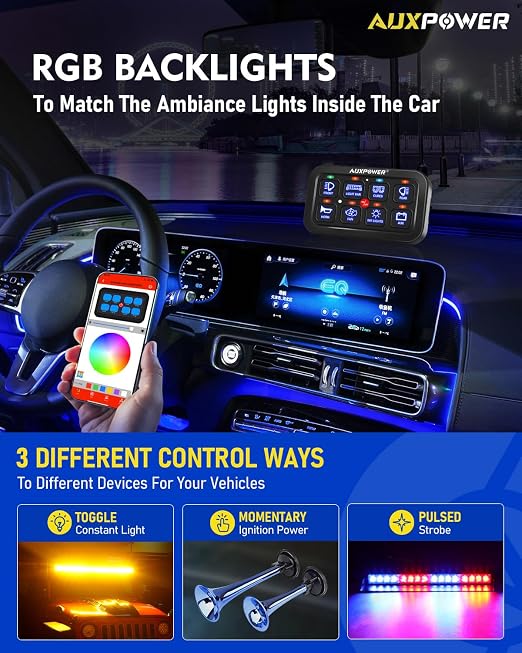 Auxpower RGB 8 Gang Switch Panel - Image 4