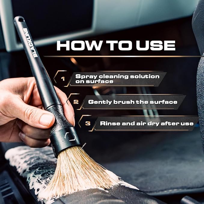 Blackline Car Care Boar Hair Brushes- Luxury Car Detailing Brush Set - Image 5