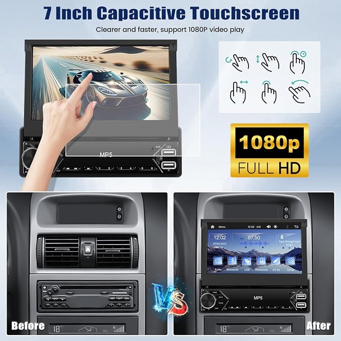 Single Din Touchscreen Car Stereo - Image 7