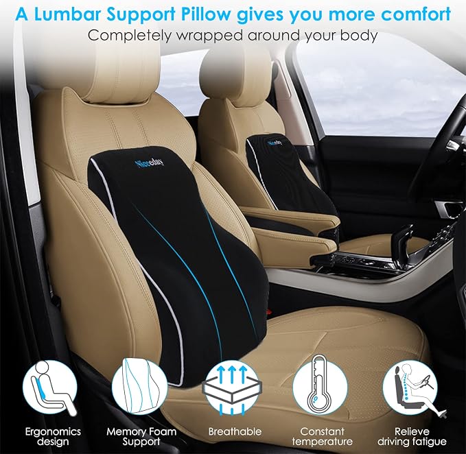 Lumbar Support Pillow for Office Chair Car Back Support Pillow, Memory Foam - Image 8