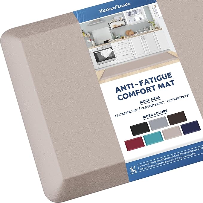 KitchenClouds Kitchen Mat Cushioned Anti Fatigue Kitchen Rug 0.8inch Waterproof by KitchenClouds
