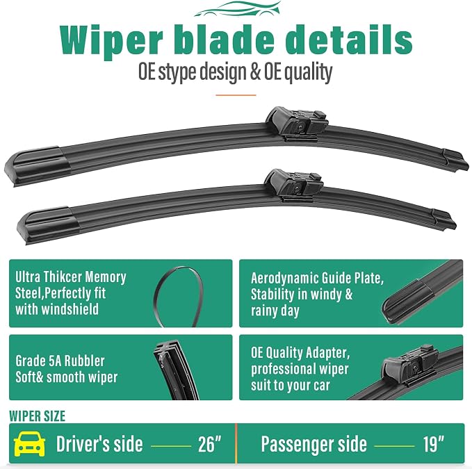 26" 19" 12" Windshield Wiper Blades Replacement - Image 3