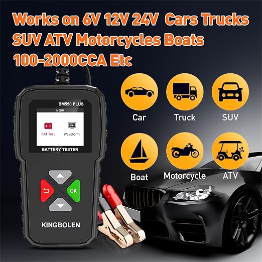 KINGBOLEN BM550 Plus 6V-24V 100-2000 CCA Car Battery Tester, Voltage Waveform - Image 7