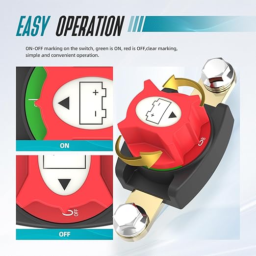 Side Post Battery Disconnect Switch, On/Off Battery Power Cut Off Switch 275A - Image 5