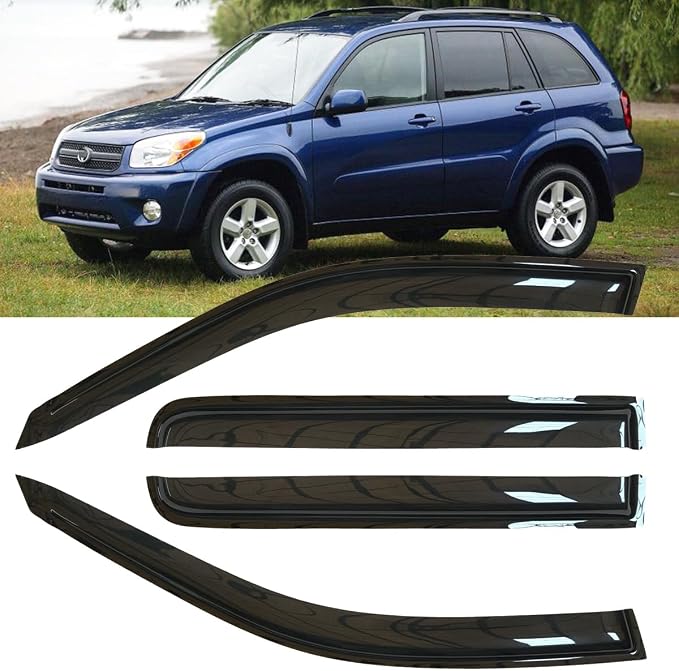 4pcs Outside Mount Style Window Rain Guards Durable Side Wind Deflectors Dark by Deebior