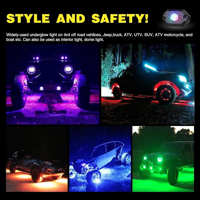 Nilight RGB LED Rock Lights Kit 12 Pods Underglow Multicolor Neon Pod - Image 7