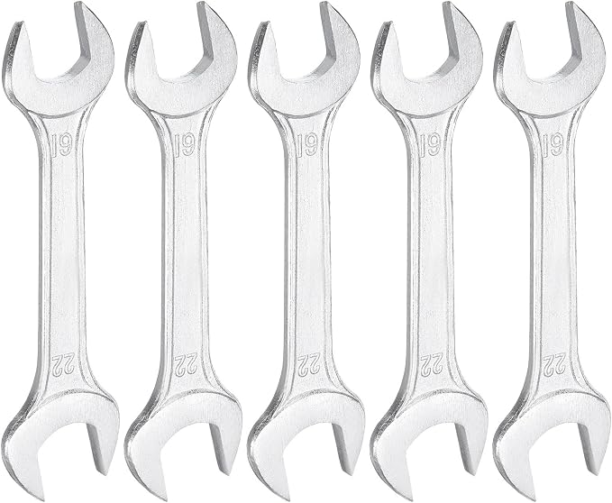 HARFINGTON 5pcs Double Open End Wrench 19mm x 22mm Metric 15 Degree Offset by HARFINGTON