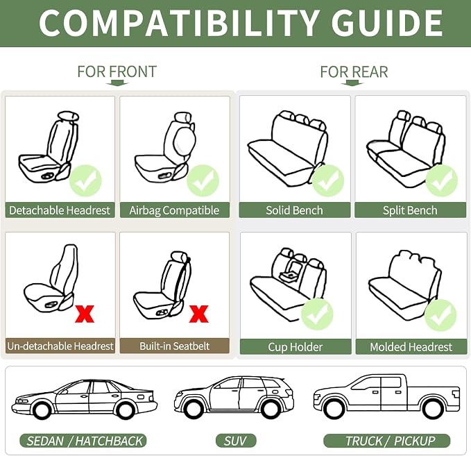 Car Seat Covers Full Set, Leather Automotive Seat Covers, Breathable Waterproof - Image 8