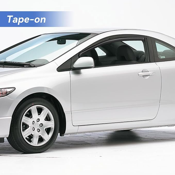 Window Visors Rain Guards for 2006-2011 Honda Civic Coupe, Out-Channel Window - Image 3
