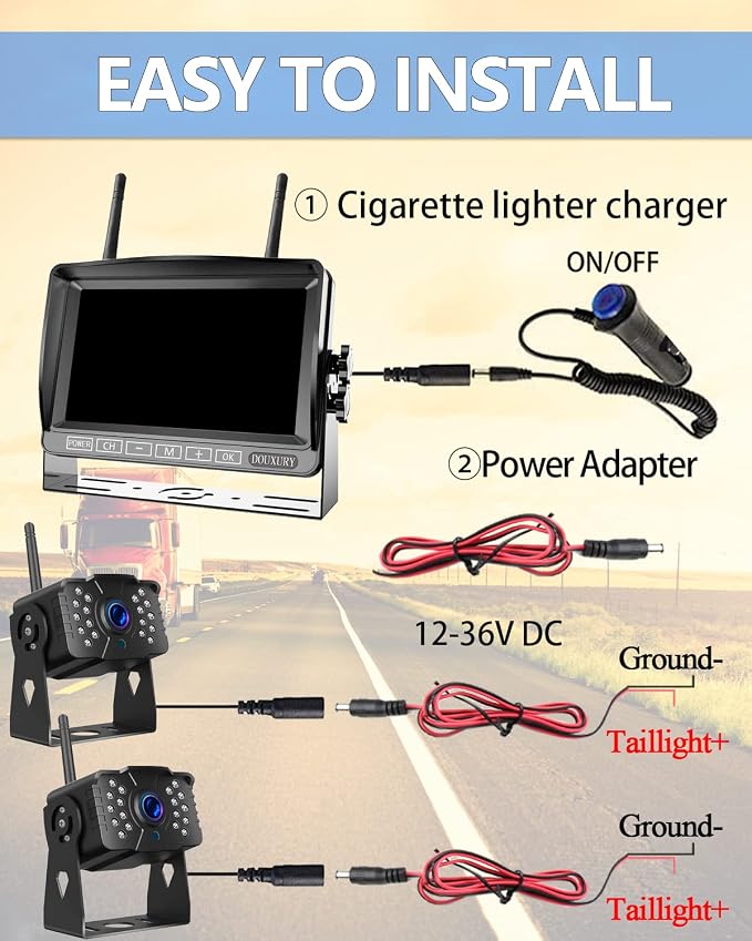 FHD 1080P 2 Digital RV Wireless Backup Camera System - Image 9
