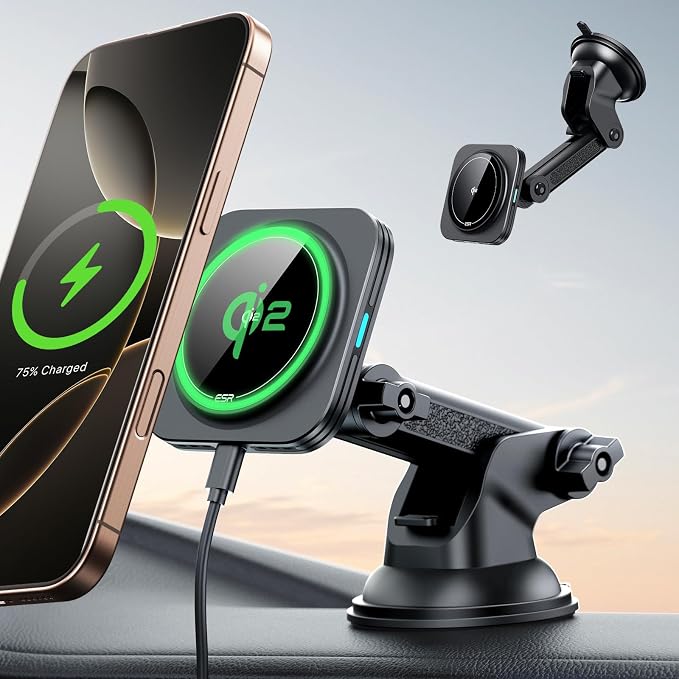 ESR for Qi2 15W MagSafe Car Mount Charger, Qi2-Certified MagSafe Car Charger by ESR