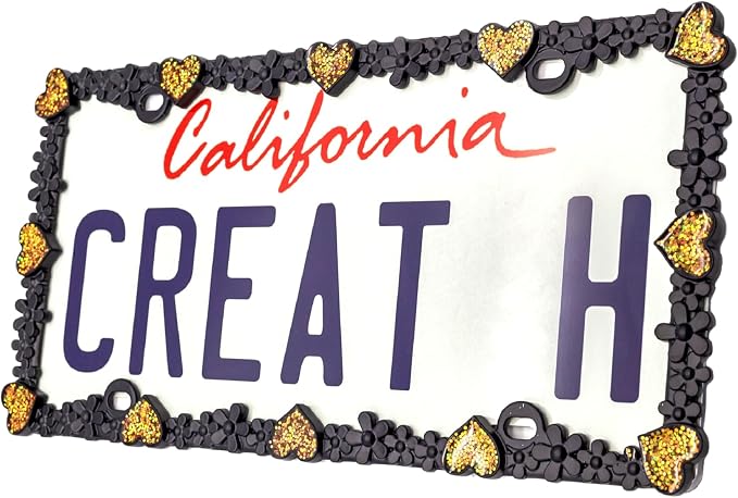 Creathome 3D Shining Daisy Heart License Plate Frame from Pure Zinc Alloy Metal - Image 2