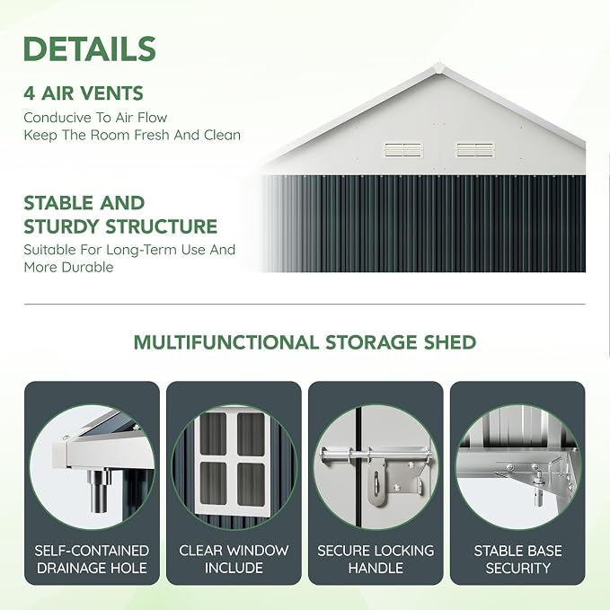 10X8FT Outdoor Steel Storage Shed - Image 5