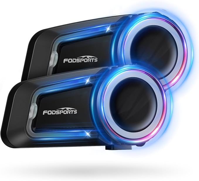 Fodsports FX7 10 Riders Mesh Motorcycle Bluetooth Headset, Dual Chips V5.4 by FODSPORTS