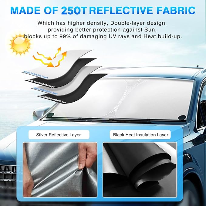 KUST Windshield Sun Shade for Chrysler 200 2011-2018 Window Shade Sun Visor - Image 4