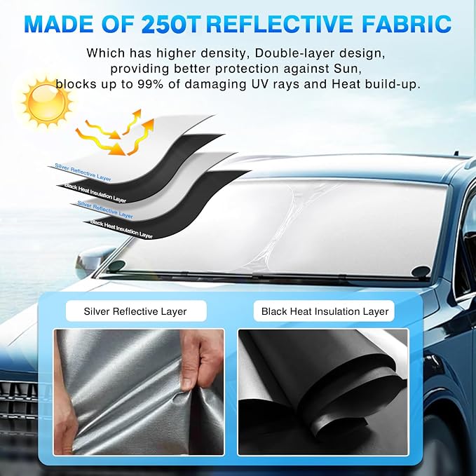 KUST Windshield Sun Shade for Audi Q5 Accessories 2018-2024 2025 2026 Custom - Image 3