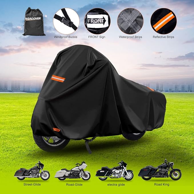 420D Motorcycle Cover for Harley Davidson Touring Models Road King, Road Glide - Image 5