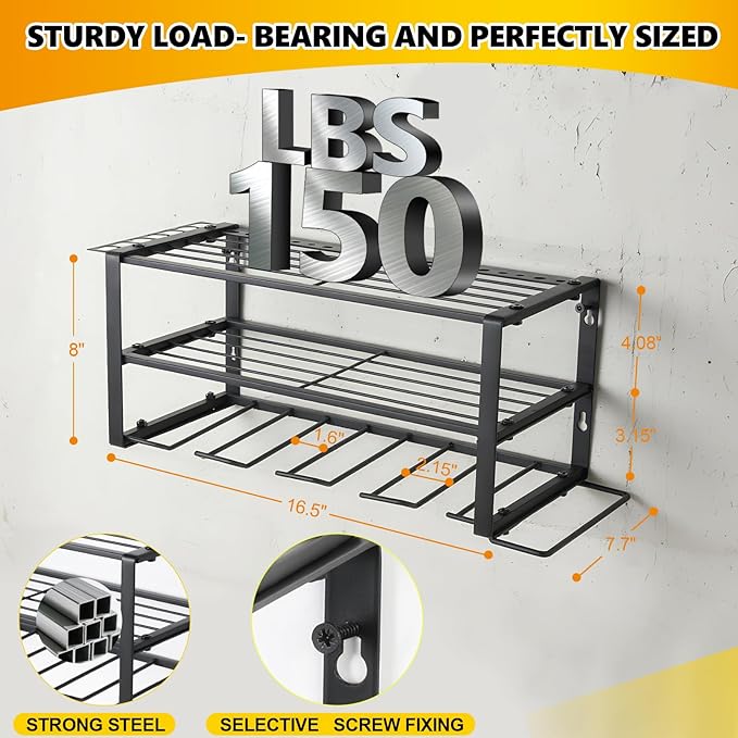 Power Tool Organizer Wall Mount, battery storage rack, Heavy Duty Iron Material - Image 2