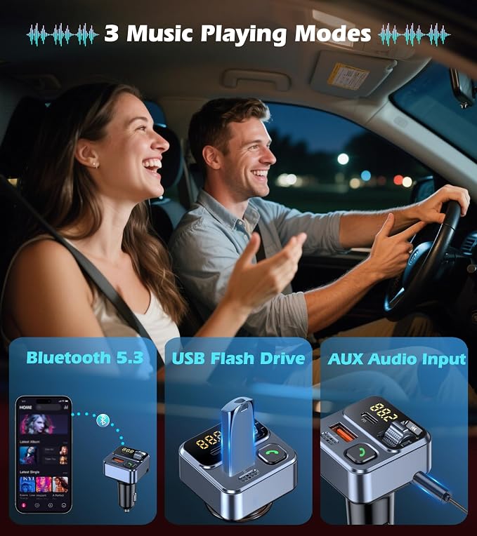 KAIY FM Transmitter Bluetooth Car Adapter, Car Radio Bluetooth Transmitter - Image 2