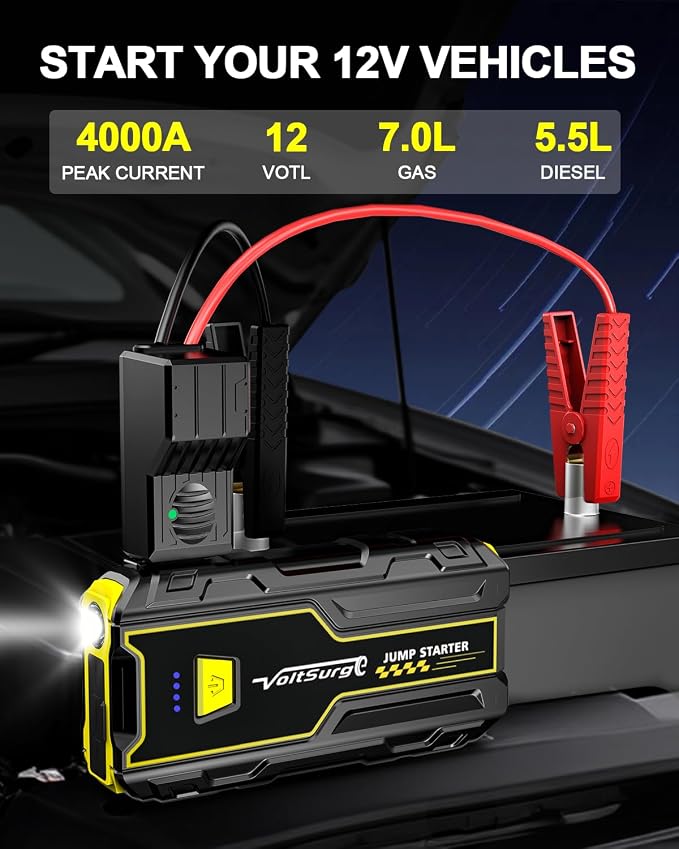 Car Jump Starter, 4000A Battery Jumper Starter Portable 12V, Car Battery Charger - Image 4