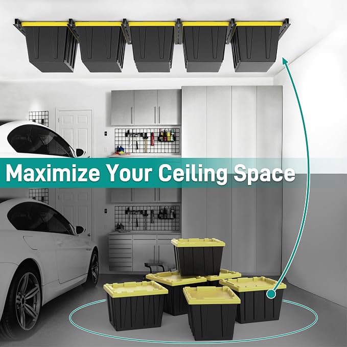 EVERHANGER Ceiling Storage Rack, Heavy Duty Overhead Garage Storage Rack - Image 6