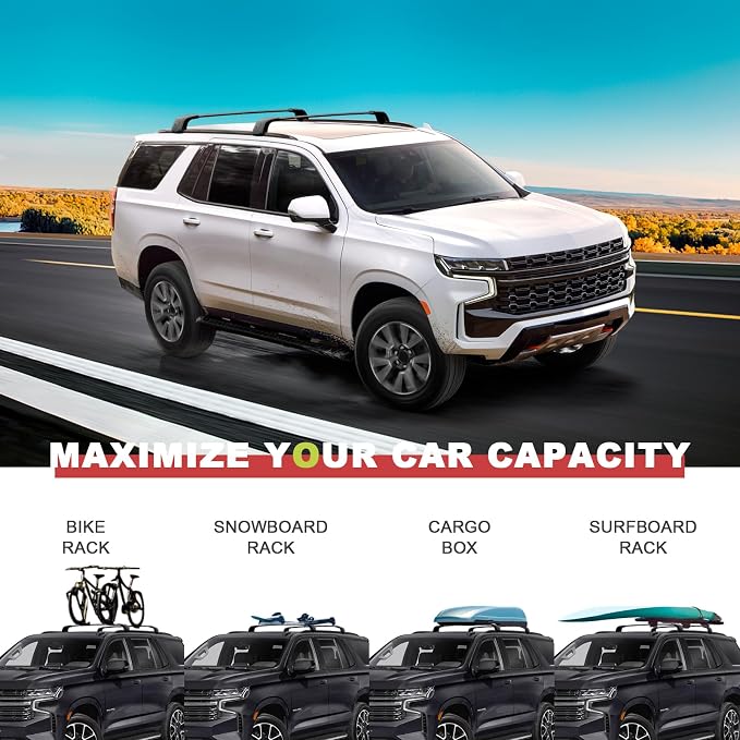 KINGGERI Lockable 330lbs Roof Rack Cross Bars Compatible - Image 6