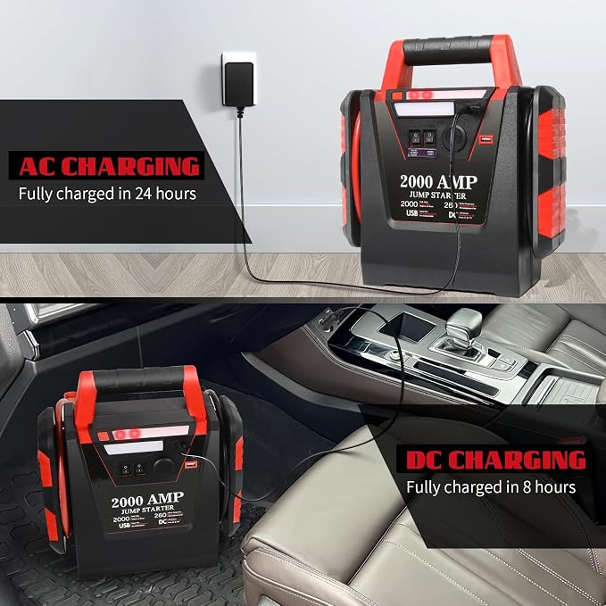 2000A Jump Starter with Air Compressor, Car Battery Jumper Starter 260 PSI Tire - Image 6