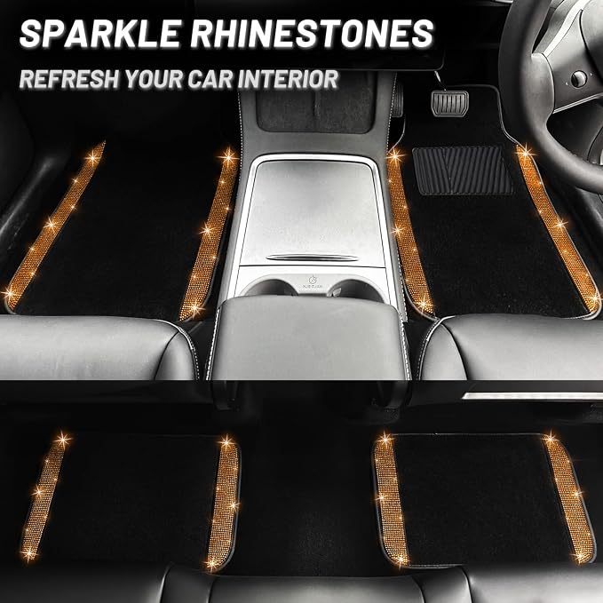 NBTEPEM Bling Car Floor Mats Full Set, Universal Fit Most Cars - Image 6