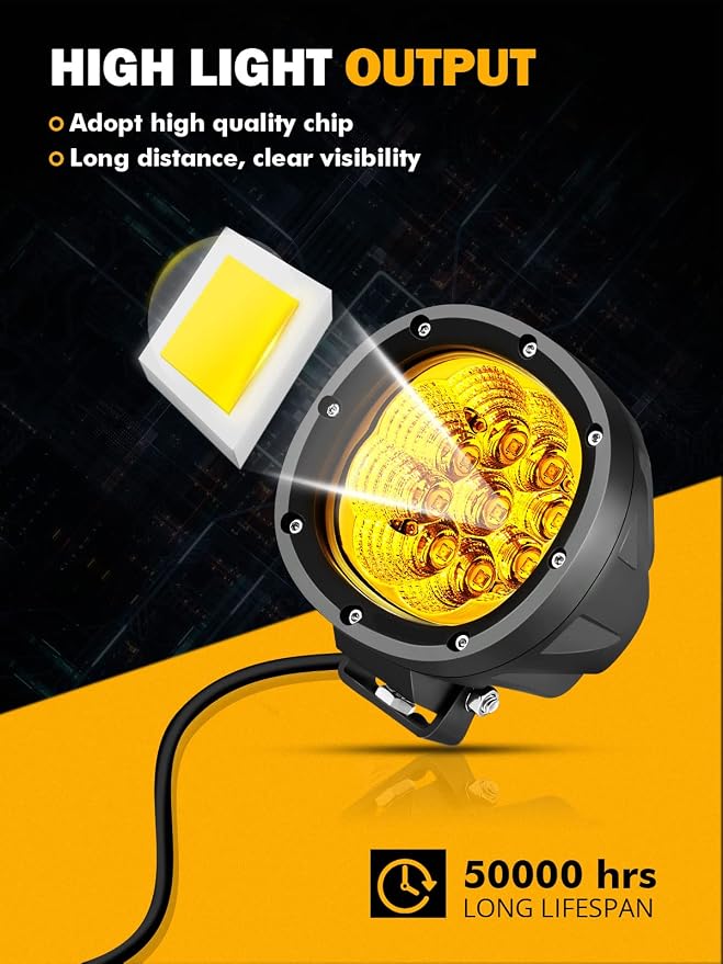 Auxbeam 4 Inch Amber Round LED Driving Light - Image 3