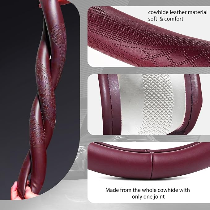 【2025 Model】 High-Grade Real Cowhide Steering Wheel Cover - Image 4