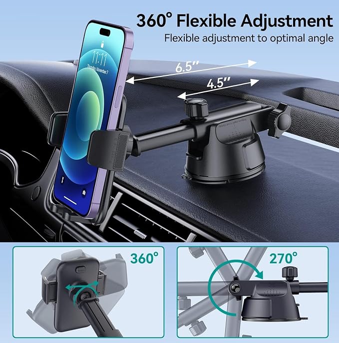 Car Phone Holder Mount, 3 in 1 Universal Phone Mount - Image 3