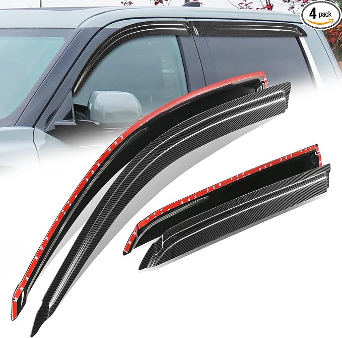 Auto Dynasty 4Pcs Carbon Fiber Pattern Window Visors Compatible by AutoDynasty