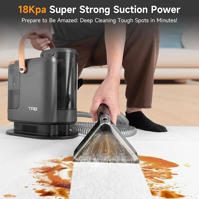 TAB Carpet Cleaner Machine, 18KPa Portable Upholstery Spot Cleaner Shampooer - Image 2