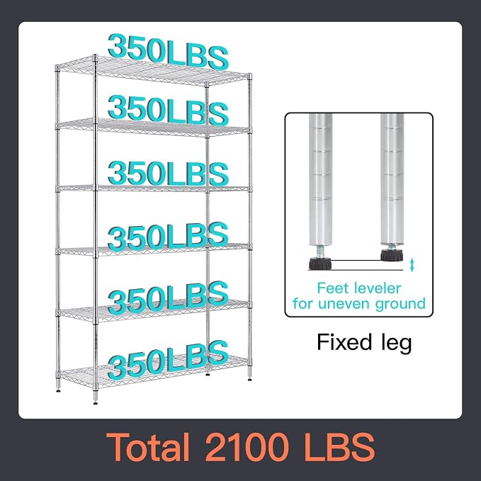 48" D×18" W×82" H Wire Shelving Unit Metal Shelf - Image 6