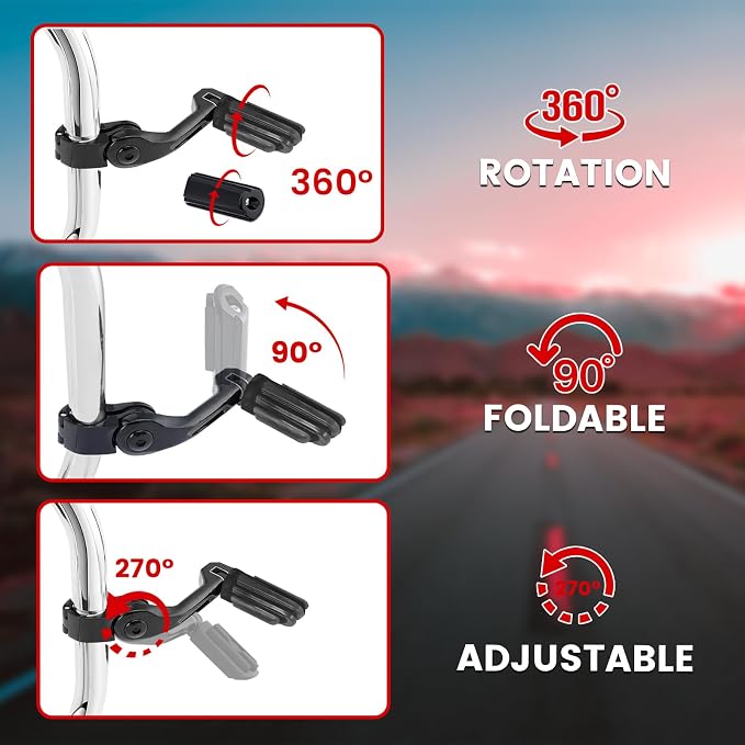 1.25" Highway Pegs, Long Angled Pegs Adjustable - Image 2