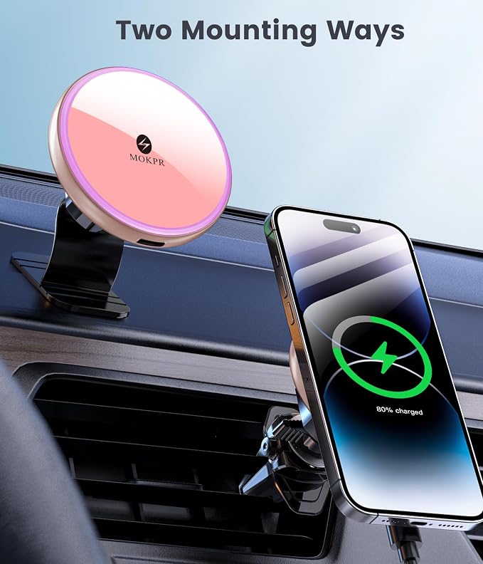 MOKPR for Magnetic Car Mount Charger-15W Wireless Car Charger-Magnetic Car - Image 2