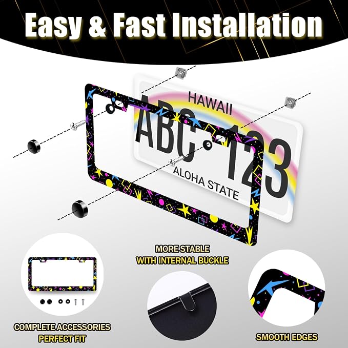 Psychedelic Stars License Plate Frame Colorful Galaxy License Plate Holder - Image 6