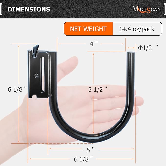 10-Pack 4" E Track J Hooks, Heavy Duty Black Steel Hanger 1, 400lbs Break - Image 3