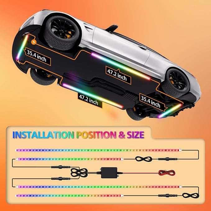 Underglow LED Lights for Cars 252 LEDs RGBI Neon Accent Strip Lights - Image 5