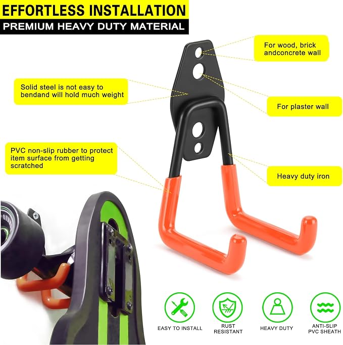 8 Pack Heavy Duty Garage Hooks Storage Organizer Wall Mount Power and Garden - Image 2