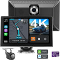 Portable CarPlay Screen for Car, 4K Dash Cam, 1080P Backup Camera, GPS by WirelessEarbuds