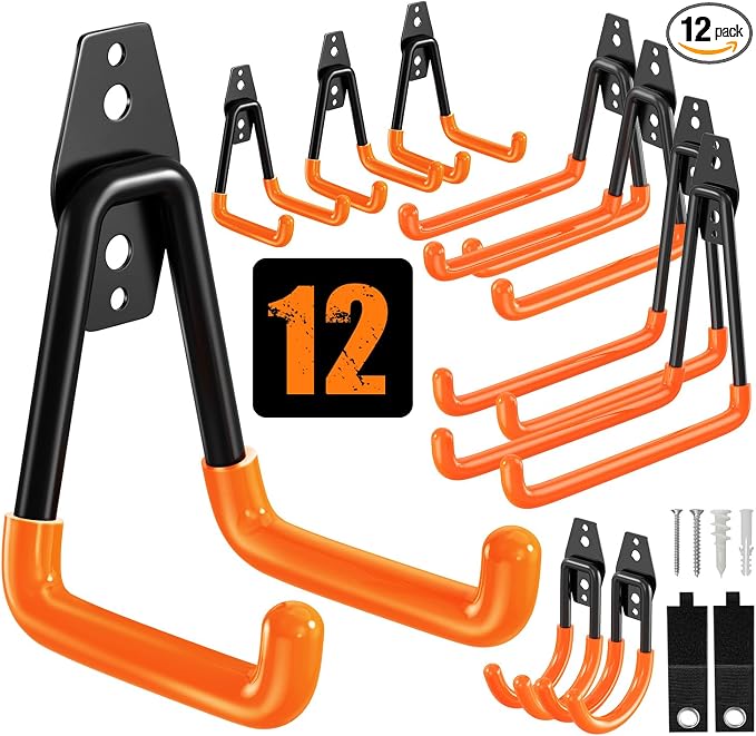 QcoQce 12 Pack Garage Hooks Heavy Duty, Utility Wall Mount Hooks by QcoQce