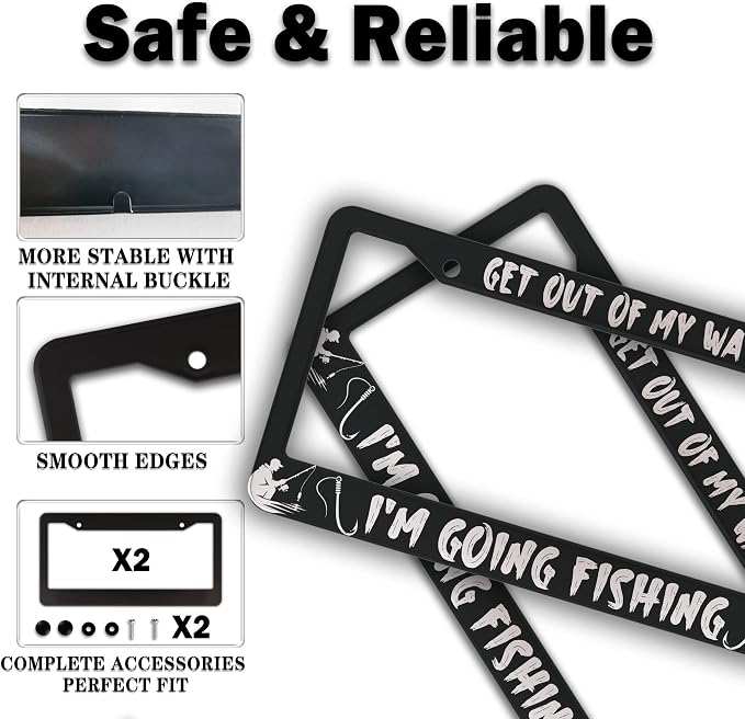 Car License Plate Frame Black and White License Plate Frames Get Out of My Way - Image 4
