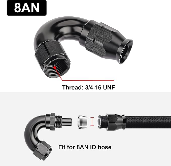 EVIL ENERGY 8AN 150 Degree PTFE One Piece Full Flow End Hose Fitting Aluminum - Image 4