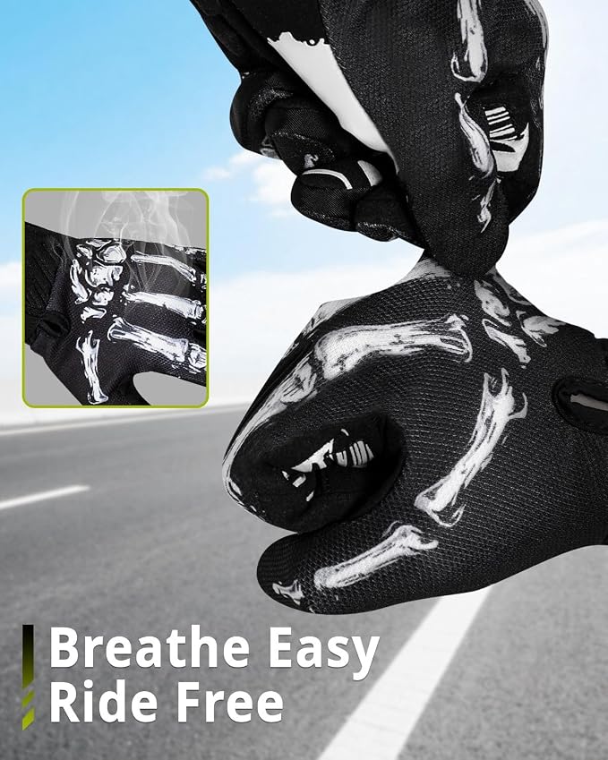 RIGWARL Skeleton Motorcycle Gloves Men Women Touchscreen, Non-Slip Mountain - Image 4