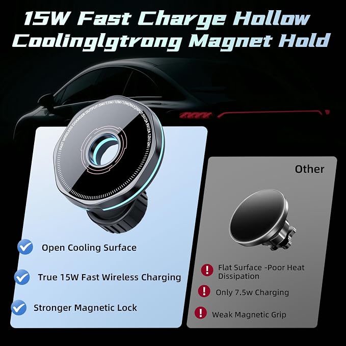CRIENTEN for MagSafe Car Mount Charger, 15W Magnetic Wireless Car Charger & - Image 6