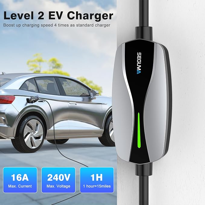 Level 1/2 EV Charger, 16Amp Electric Car Charger 25FT Cable - Image 2