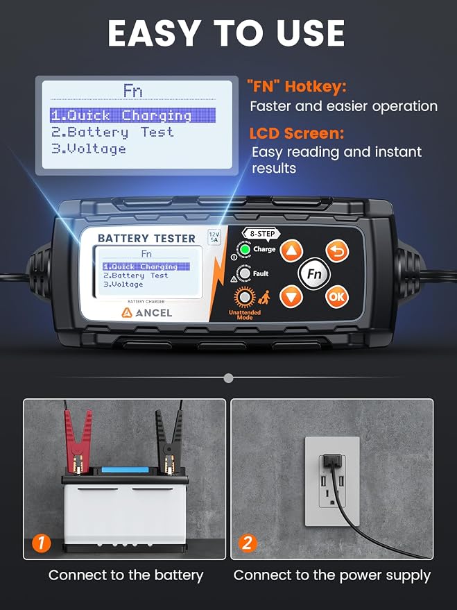 ANCEL BT521 3-in-1 Car Battery Charger, Tester and Maintainer - Image 7