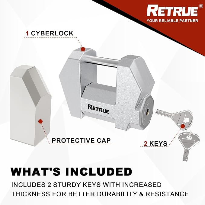 RETRUE Trailer Tongue Coupler Lock, Upgrade Trailer Cyberlock Extra Wide 1.2'' - Image 7
